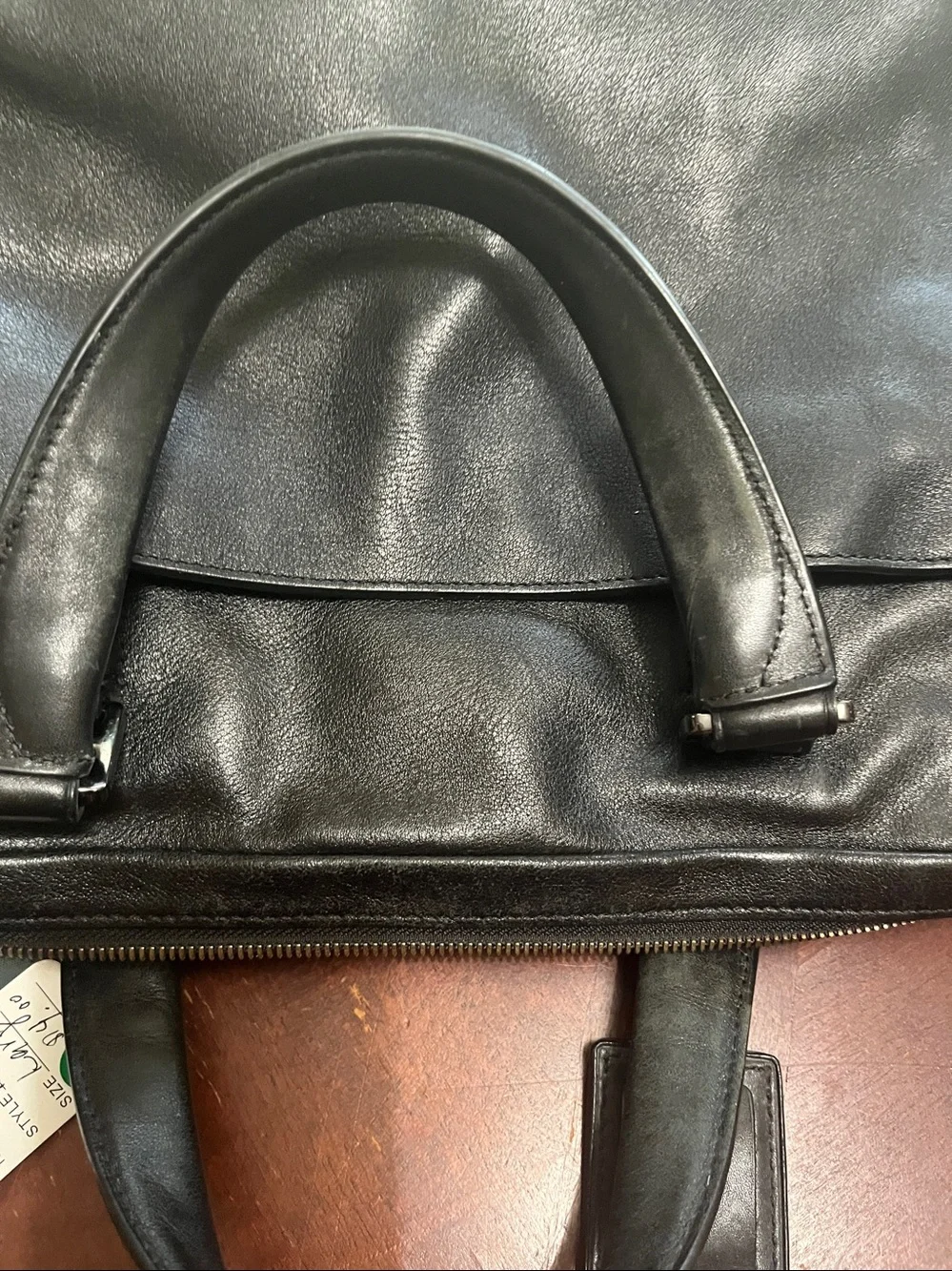 Tumi Black Leather Briefcase with Shoulder Strap